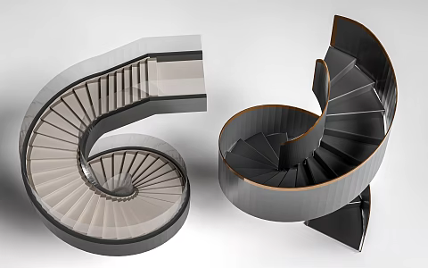 modern revolving stair indoor stair handrail stair 3d model