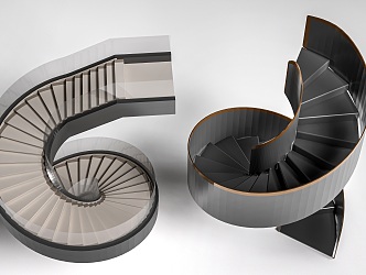 modern revolving stair indoor stair handrail stair 3d model