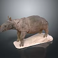 Realistic Rhinoceros Model Sculpture On White Base With Detailed Texture