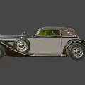 Functional Vintage Convertible Car Featuring Dark Brown Silver Body Classic Design Round Headlights And Wheels