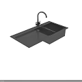 Stainless Steel Single Bowl Kitchen Sink With Modern Faucet And Countertop