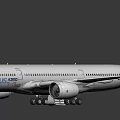 Modern Passenger Airplane with White Fuselage Blue Tail Wings and Engines