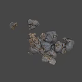 Natural Black Irregular Rock Clusters With Rough Surface And Earthy Texture