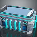 Modern Tech Equipment Storage Case With Transparent Lid Blue Gray Handle Straps And Circular Components 3d model