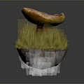 Fresh Orange Red Cap Mushroom With Yellow Edge And Green Grassy Base On Dark Background