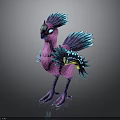 Colorful Fantasy Bird With Pink Body Blue Feathers And Yellow Accents