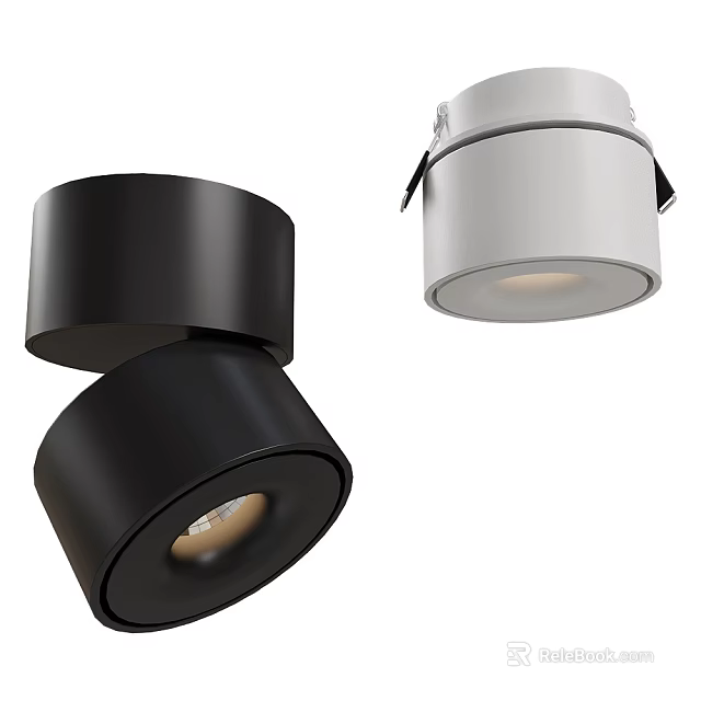 Modern Black and White Pendant Light with Sleek Cylindrical Design and Two-Tier Structure 3d model 