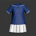 Classic Blue Sailor Short Sleeve Top With White Pleated Skirt Outfit