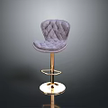 Stylish Purple Velvet Tufted Bar Stool With Gold Metal Base And Modern Design
