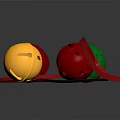 Colorful Household Bells In Red Green Yellow With Red Ribbons For Decoration