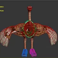 Ostrich With Spread Wings Wearing Blue Sneakers In Detailed 3D Rendering