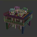 Industrial Platform Structure Featuring Four Cylindrical Machinery Units And Metal Railings