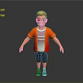 3D Cartoon Style Game Movie Character With Blonde Hair Glasses Orange Jacket And Casual Outfit