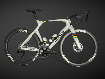 White Colnago Road Bicycle With Colorful Stripes And ENVE Wheels 3d model