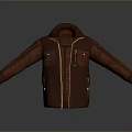 Stylish Brown Leather Jacket With Open Front Design And Functional Pockets 3d model
