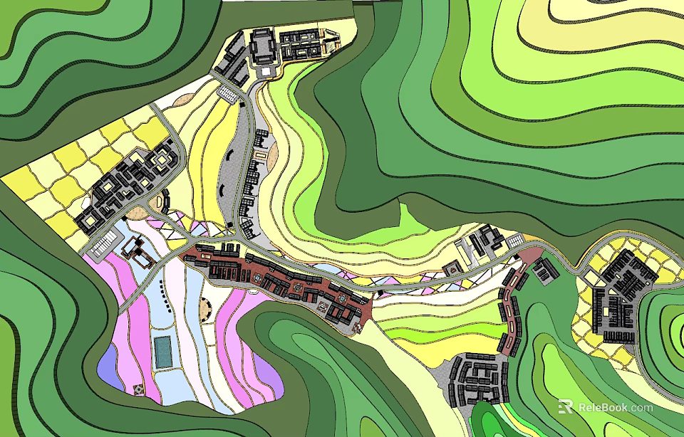 Lush Green Hillside Scenery With Picturesque Villages And Terraced Fields 3d model 