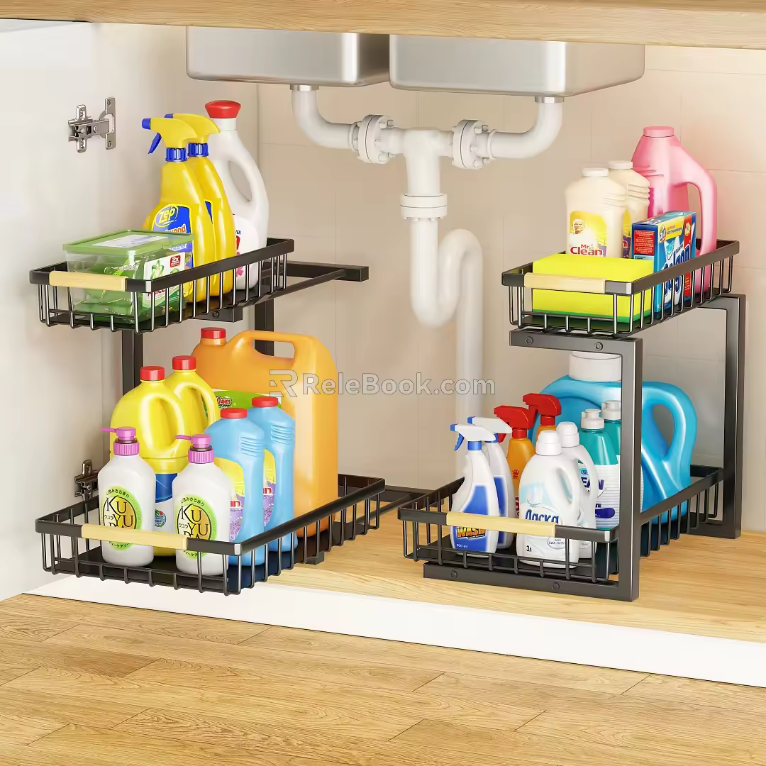Storage Rack Lower Sink Pull Basket Storage Rack Bathroom Small Pieces Storage 3d model