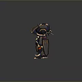 Black and Yellow Mechanical Robot With Sword Weapon Standing On Orange Circular Glowing Platform