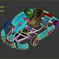 Stylish Blue Go Kart With Colorful Patterns Number 7 And VIP Lettering