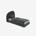 Modern Kids Bed With Arched Textured Fabric Headboard Gray Bedding And Metal Legs