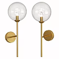 Modern Brass Wall Lamps With Transparent Glass Globe And Circular Base