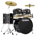Professional Yamaha Black Drum Set with Cymbals and Bass Drum Components