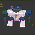 Game Movie Robot Character With White Body Black Head Red Eye And Mechanical Arms
