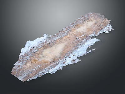 Rugged Natural Terrain With Brown Rocky Soil And White Layered Surface 3d model
