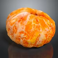 Peeled Tangerine with Orange and White Textured Skin on Black Background Showing Reflection