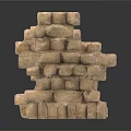 Two Decorative Stacked Stone Wall Structures With Natural Textured Surfaces 3d model
