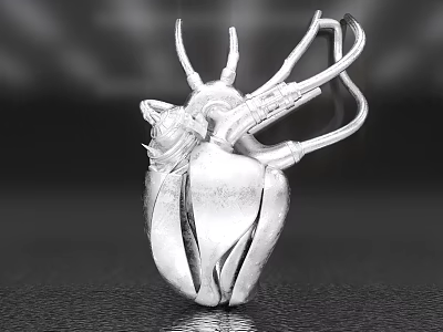 Unique Silver Heart Sculpture Artistic Design Photo Spot With Metallic Details 3d model