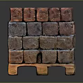 Wooden Pallet Stacked With Red And Gray Natural Stone Blocks