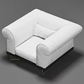 White Single Sofa With Soft Upholstery Plush Armrests And Metal Legs