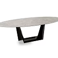 Stylish Oval Dining Table With Gray Top And Black Geometric Legs Design 3d model