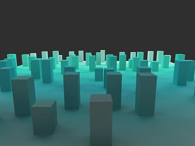 Modern Urban Building Complex With Geometric Blocks And Blue Green Tones 3d model
