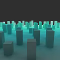 Modern Urban Building Complex With Geometric Blocks And Blue Green Tones