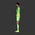 Man In Green Goalkeeper Uniform With Number 1 And Yellow Gloves