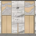 Modern Elevator Design With Marble Walls And 2F Floor Indicator