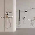 Cream wind shower concealed into the wall embedded constant temperature shower bathroom small hidden shower 3d model
