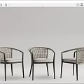 Modern Wicker Armchair And Wooden Table Dining Set With Metal Frame