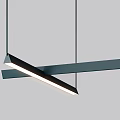 Modern Crossed Rectangular Bar Pendant Light With Metallic Finish And Illuminated Glow 3d model