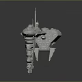 Futuristic SciFi Spaceship Model With Detailed Structure Antenna And Weapon Systems