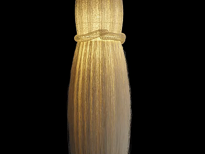 Elegant Woven Pendant Light with Beige Textured Shade and Soft Warm Glow 3d model
