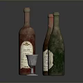 Vintage Household Items Display With Colorful Glass Bottles And Small Wine Glass