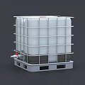 Industrial Equipment Plastic Storage Tank with Metal Frame Red Lid Red Valve and Pallet Base