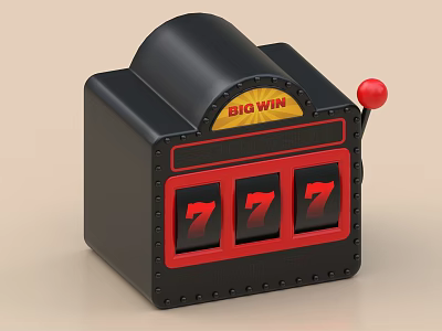 Commercial Slot Machine Black Red Design Big Win Display Three 777 Symbols Red Lever 3d model