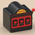 Commercial Slot Machine Black Red Design Big Win Display Three 777 Symbols Red Lever