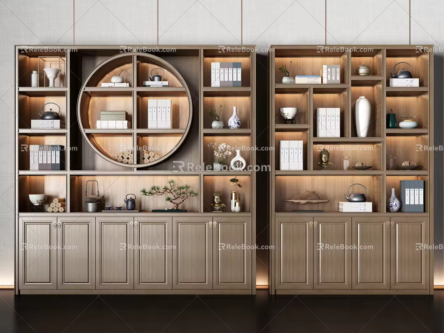 New Chinese Bookcase Combination 3d model