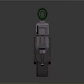 Futuristic Sci Fi Gun Design With Metallic Body Green Glowing Accents And Targeting Reticles