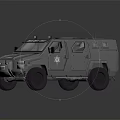 Silver Armored Functional Vehicle Featuring Roof Tactical Equipment And Large Off-Road Tires
